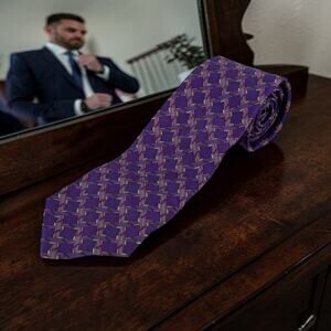 Holland & Sherry London Men's 100% Silk Purple Thatch Pattern Necktie Tie